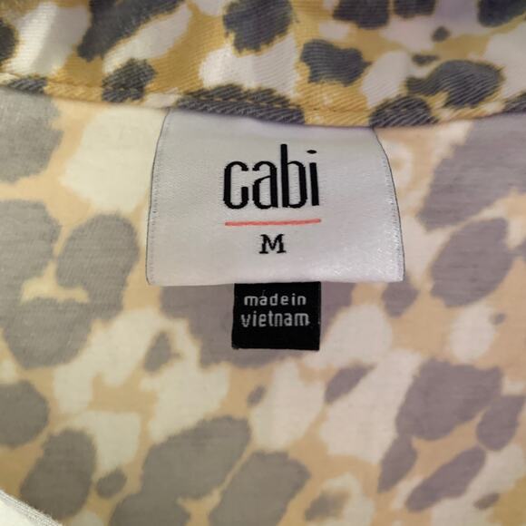 Cabi Providence Shirt Jacket Yellow Gray Leopard Print Safari Shacket Size M - Picture 5 of 16